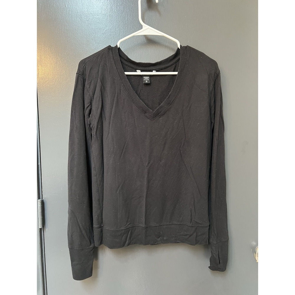 Athleta V-Neck Sz XS Long Sleeve Top Black Women's